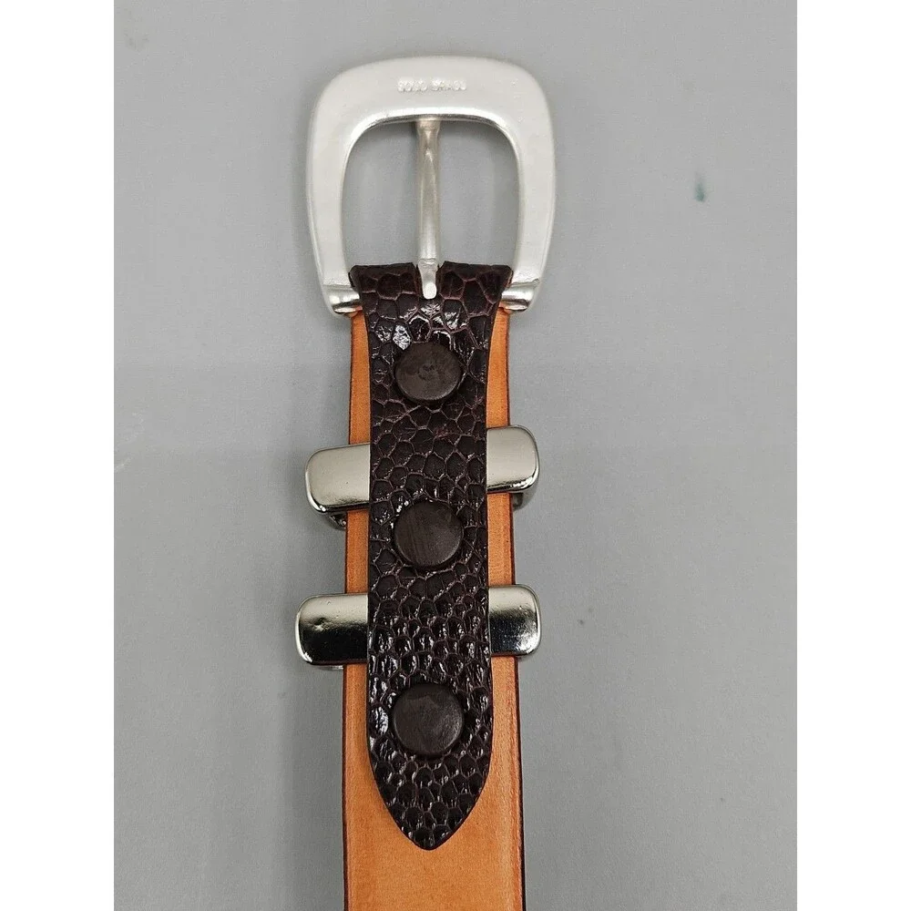 Genuine African Ostrich Leg Saddlebags Leather Brown Belt Made In USA 38